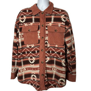 Oddy Nubby fleece Shacket, southwestern pattern, 1X